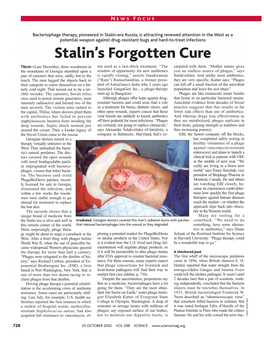 Bacteriophage Therapy: Stalin's Forgotten Cure