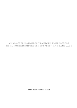 Characterization of Transcription Factors in Monogenic Disorders of Speech and Language