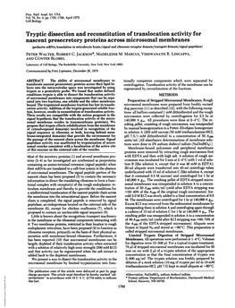 Tryptic Dissection and Reconstitution of Translocation Activity for Nascent Presecretory Proteins Across Microsomal Membranes