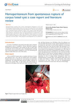 Hemoperitoneum from Spontaneous Rupture of Corpus Luteal Cyst: a Case Report and Literature Review