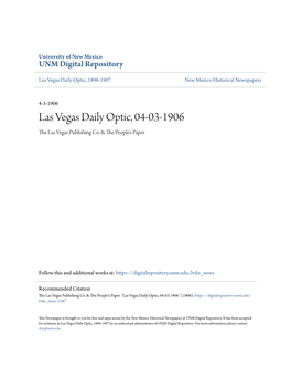 Las Vegas Daily Optic, 04-03-1906 the Las Vegas Publishing Co