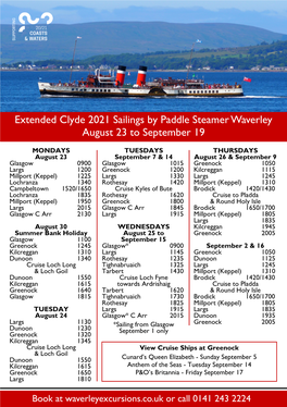 Extra Clyde Sailings