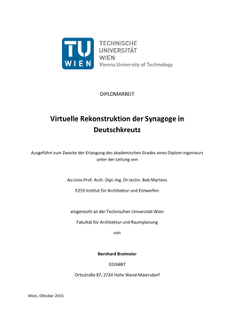 Virtuelle Rekonstruktion Der Synagoge in Deutschkreutz