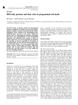 BH3-Only Proteins and Their Roles in Programmed Cell Death