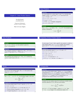 Summary of Frobenius Inner Product Space