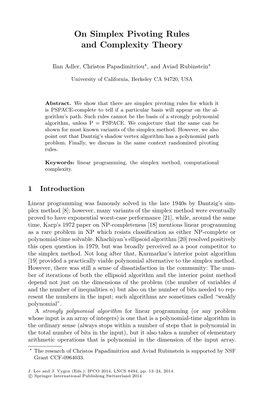 On Simplex Pivoting Rules and Complexity Theory