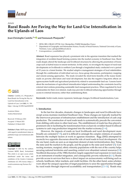 Rural Roads Are Paving the Way for Land-Use Intensification in the Uplands of Laos