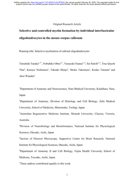 Selective and Controlled Myelin Formation by Individual Interfascicular