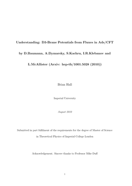 D3-Brane Potentials from Fluxes in Ads/CFT by D.Baumann, A