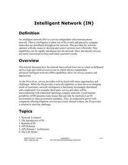 Intelligent Network (IN)