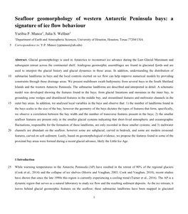 Seafloor Geomorphology of Western Antarctic Peninsula Bays: a Signature of Ice Flow Behaviour Yuribia P