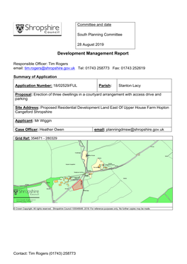 Proposed Residential Development Land East of Upper House Farm Hopton Cangeford Shropshire