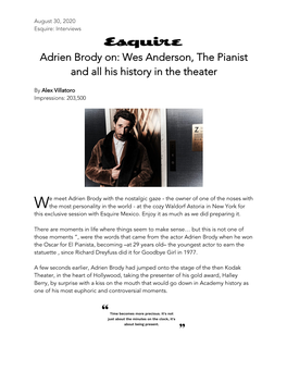 Adrien Brody On: Wes Anderson, the Pianist and All His History in the Theater