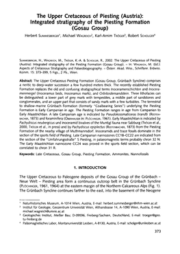 The Upper Cretaceous of Piesting (Austria): Lntegrated Stratigraphy of the Piesting Formation (Gosau Group)