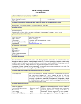 COT 6427: Secret Sharing Protocols