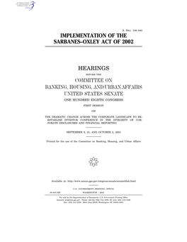 Implementation of the Sarbanes–Oxley Act of 2002