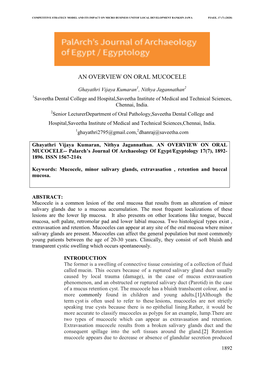 An Overview on Oral Mucocele