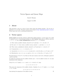 Vector Spaces and Linear Maps