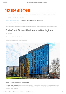 Bath Court Student Residence in Birmingham