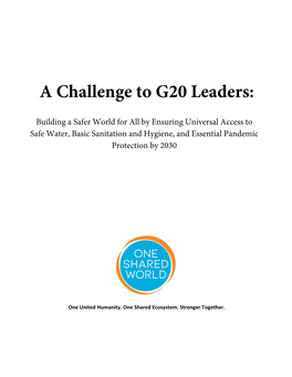 A Challenge to G20 Leaders