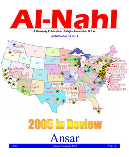 2005 Majlis Ansaullah, USA Vol. 10 Q4/2005—Vol. 16 No. 4 a Quarterly