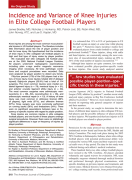 Incidence and Variance of Knee Injuries in Elite College Football Players