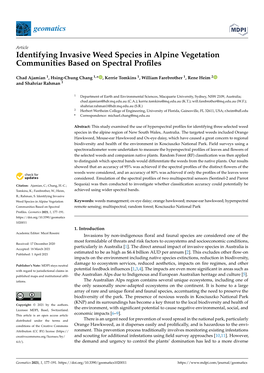 Identifying Invasive Weed Species in Alpine Vegetation Communities Based on Spectral Profiles