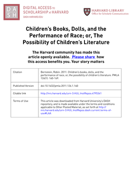 Children's Books, Dolls, and the Performance of Race