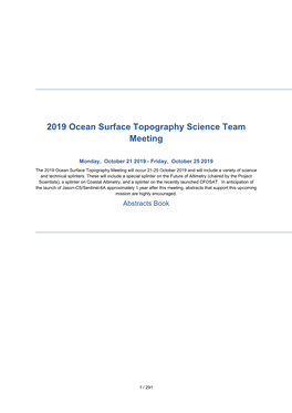 2019 Ocean Surface Topography Science Team Meeting