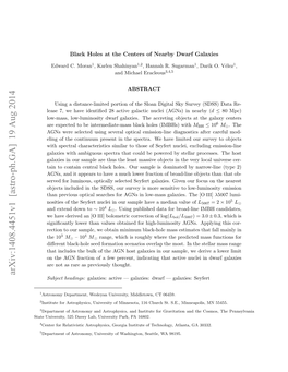 Arxiv:1408.4451V1 [Astro-Ph.GA] 19 Aug 2014 Subject Headings: Galaxies: Active — Galaxies: Dwarf — Galaxies: Seyfert