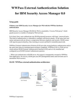 Wwpass External Authentication Solution for IBM Security Access Manager 8.0