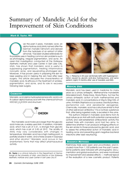 Summary of Mandelic Acid for the Improvement of Skin Conditions