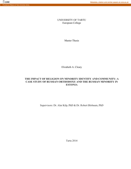 UNIVERSITY of TARTU European College Master Thesis