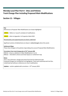 Mendip Local Plan Part II - Sites and Policies Track Change Plan Including Proposed Main Modifications