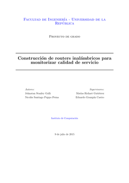 Construcción De Routers Inalámbricos Para Monitorizar Calidad De Servicio