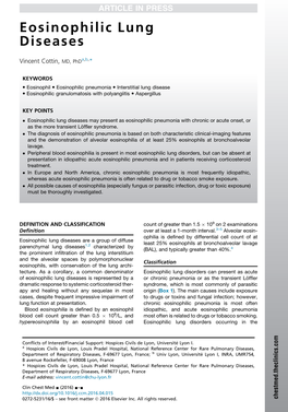 Eosinophilic Lung Diseases