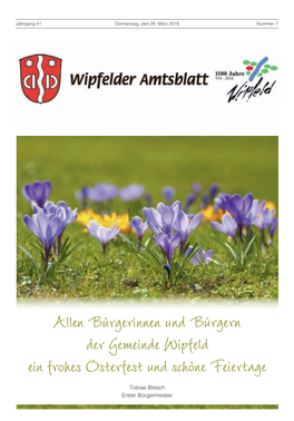 Allen Bürgerinnen Und Bürgern Der Gemeinde Wipfeld Ein Frohes Osterfest Und Schöne Feiertage