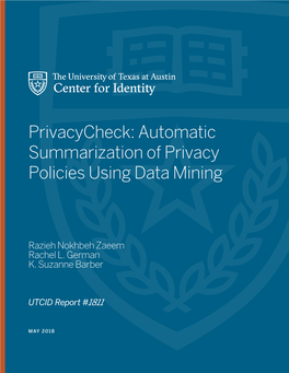 Automatic Summarization of Privacy Policies Using Data Mining