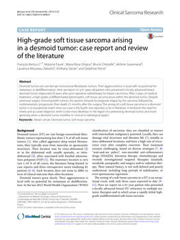 High-Grade Soft Tissue Sarcoma Arising in a Desmoid Tumor