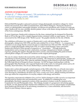 ANTON STANKOWSKI “What If…?” (Was Ist Wenn) / 38 Variations on a Photograph & Selected Vintage Prints, 1925-1953 November 5 – December 23, 2015