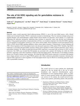 The Role of GLI-SOX2 Signaling Axis for Gemcitabine Resistance in Pancreatic Cancer