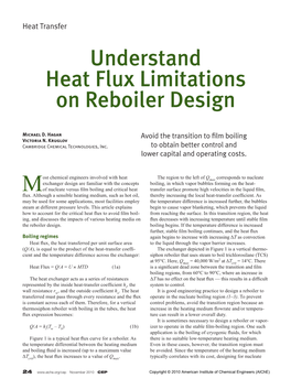 Understand Heat Flux Limitations on Reboiler Design