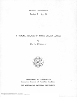 A Tagmemic Analysis of Hawaii English Clauses