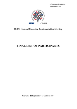 Final List of Participants