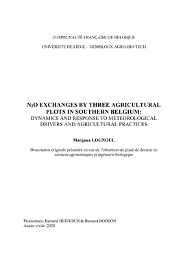 N2o Exchanges by Three Agricultural Plots in Southern Belgium: Dynamics and Response to Meteorological Drivers and Agricultural Practices