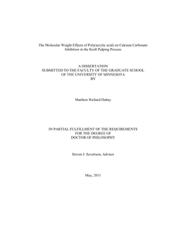 The Molecular Weight Effects of Poly(Acrylic Acid) on Calcium Carbonate Inhibition in the Kraft Pulping Process