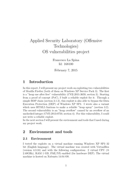 (Offensive Technologies) OS Vulnerabilities Project