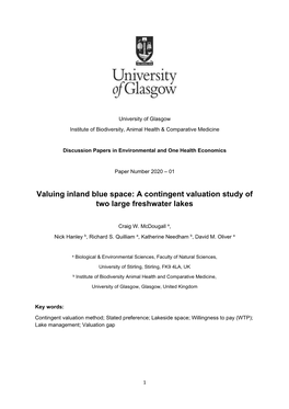 A Contingent Valuation Study of Two Large Freshwater Lakes