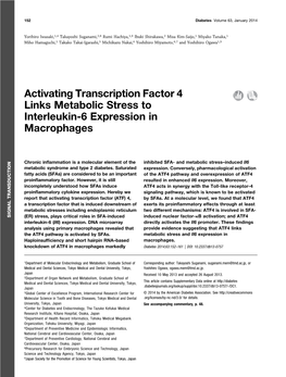 Activating Transcription Factor 4 Links Metabolic Stress to Interleukin-6 Expression in Macrophages