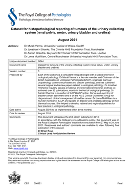 Dataset for Tumours of the Urinary Collecting System (Renal Pelvis, Ureter